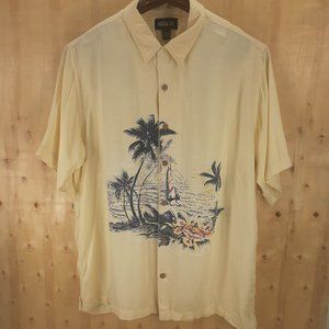 Vintage Keeler Bay Men's 100% Rayon Short Sleeve Graphic Hawaiian Shirt XL